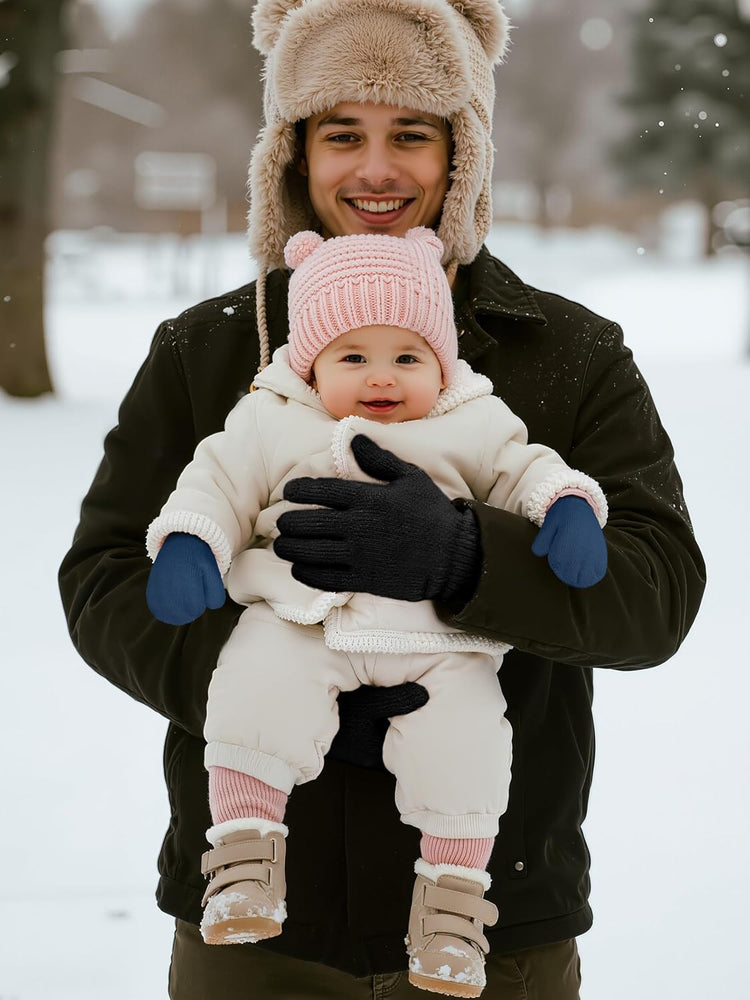 6 Pairs Toddler Knitted Mittens Magic Stretch Gloves Winter Warm Knitted Soft Baby Mittens