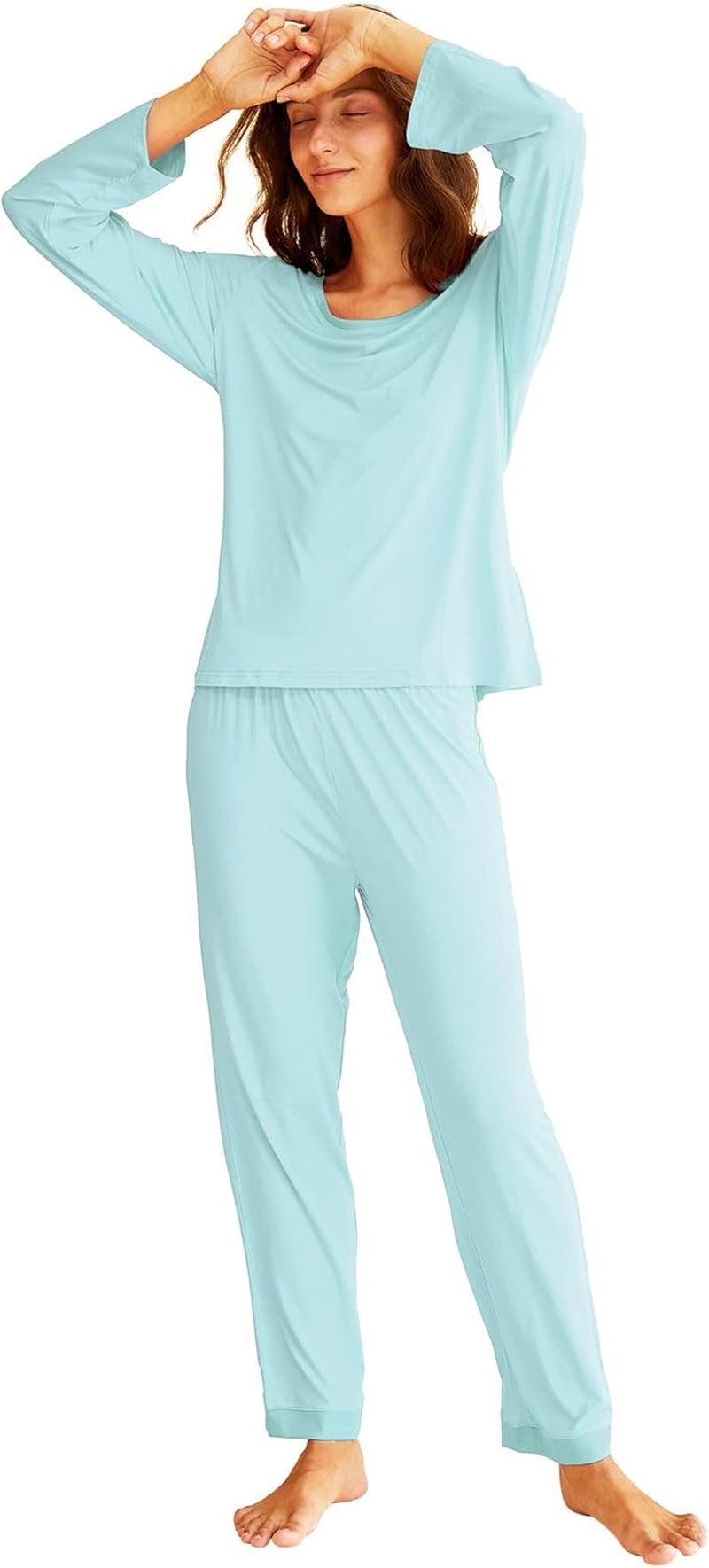 Women'S Scoop Neck Sleepwear Long Sleeves Pajama Set