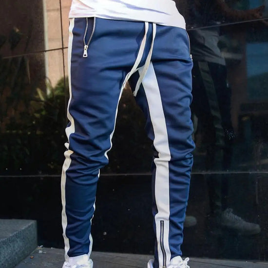 Men Sweatpants Drawstring Side Zipper Joggers Pants Skinny Male Trousers Gyms Tracksuits Hip Hop Sportswear Jogging Sport Pants