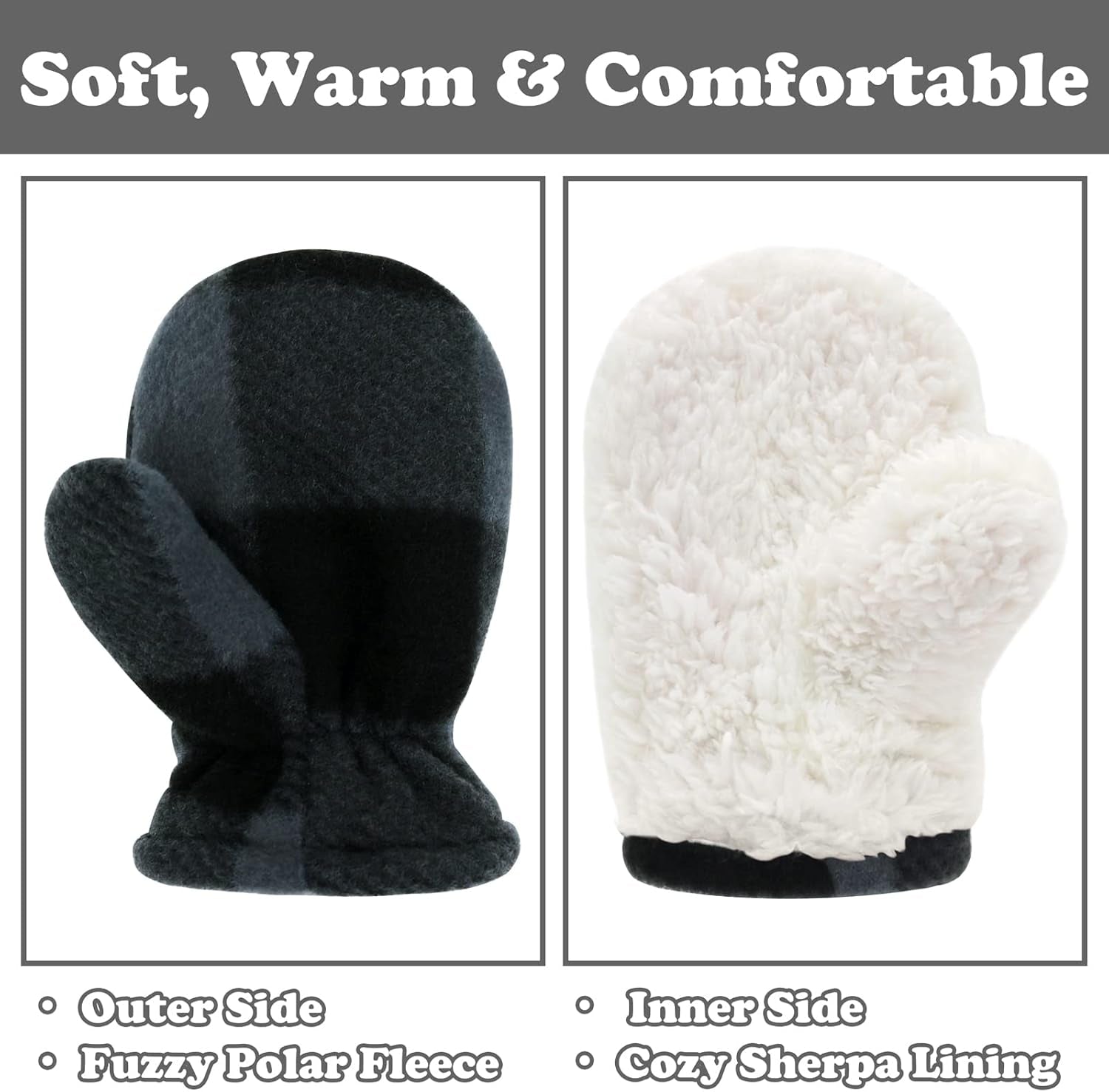 Baby Mittens Toddler Gloves Kids Winter Gloves Baby Girl Boy Winter Mittens Infant Mittens 2 Pair Pack