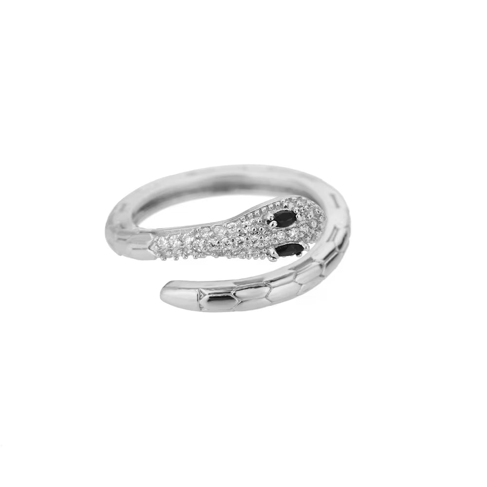 Cubic Zirconia Snake Rings for Women Adjustable Stainless Steel Gold Color Crystal Ring Wedding Couple Jewerly Anillos
