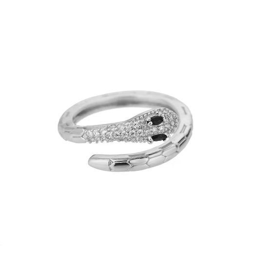 Cubic Zirconia Snake Rings for Women Adjustable Stainless Steel Gold Color Crystal Ring Wedding Couple Jewerly Anillos